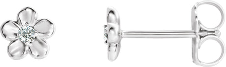 Platinum Round Diamond Youth Flower Earrings