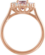14K Gold Round Natural Pink Morganite & Natural Ethiopian Opal Halo-Style Ring - Rose Gold - view 2