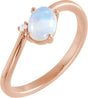 14K Gold Oval Natural Ethiopian Opal & Natural Diamond Accented Bypass Ring - Rose Gold