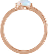 14K Gold Oval Natural White Ethiopian Opal & Natural Diamond Accented Bypass Ring - view 2