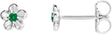Platinum Round Emerald Youth Flower Earrings