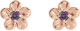14K Gold Round Alexandrite Youth Flower Earrings - Rose Gold - view 2