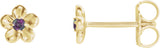 14K Gold Round Alexandrite Youth Flower Earrings - Yellow Gold