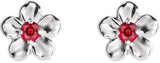 Platinum Round Ruby Youth Flower Earrings - view 2