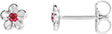 Platinum Round Ruby Youth Flower Earrings