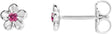 Platinum Round Pink Tourmaline Youth Flower Earrings