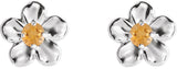 Platinum Round Citrine Youth Flower Earrings - view 2