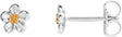 Platinum Round Citrine Youth Flower Earrings