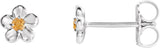Platinum Round Citrine Youth Flower Earrings