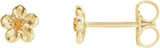 14K Gold Round Citrine Youth Flower Earrings - Yellow Gold