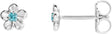 14K Gold Round Blue Zircon Youth Flower Earrings - White Gold