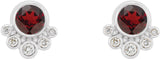 Platinum Round Natural Mozambique Garnet Accented Bezel-Set Earrings - view 7