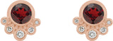 14K Gold Round Natural Mozambique Garnet Accented Bezel-Set Earrings - Rose Gold - view 7