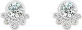 Platinum Round Natural Diamond Accented Bezel-Set Earrings - view 7
