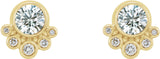 14K Gold Round Natural Diamond Accented Bezel-Set Earrings - Yellow Gold - view 5