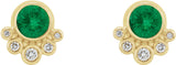 14K Gold Round Natural Emerald Accented Bezel-Set Earrings - Yellow Gold - view 5