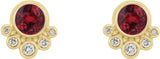 14K Gold Round Natural Ruby Accented Bezel-Set Earrings - Yellow Gold - view 5