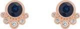 14K Gold Round Natural Blue Sapphire Accented Bezel-Set Earrings - Rose Gold - view 7