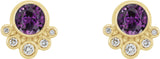 14K Gold Round Lab-Grown Alexandrite Accented Bezel-Set Earrings - Yellow Gold - view 5