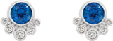Platinum Round Lab-Grown Blue Sapphire Accented Bezel-Set Earrings - view 7