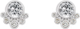 Platinum Round Natural White Sapphire Accented Bezel-Set Earrings - view 7