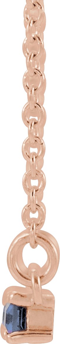 14K Gold Straight Baguette Natural Tanzanite Accented Bar Necklace - Rose Gold - view 4