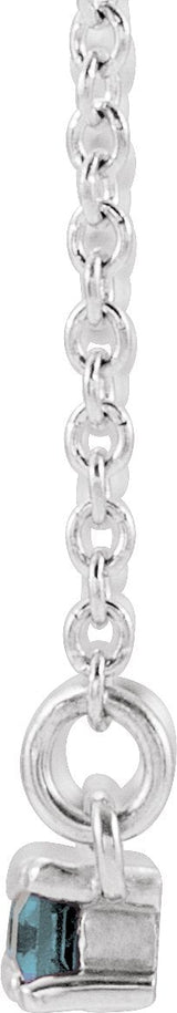 Platinum Straight Baguette Natural Aquamarine Accented Bar Necklace - view 4