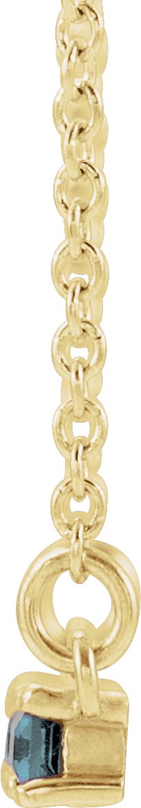 14K Gold Straight Baguette Natural Aquamarine Accented Bar Necklace - Yellow Gold - view 4