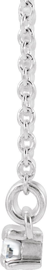 14K Gold Straight Baguette Natural Diamond Accented Bar Necklace – 1/2 CTW - White Gold - view 4