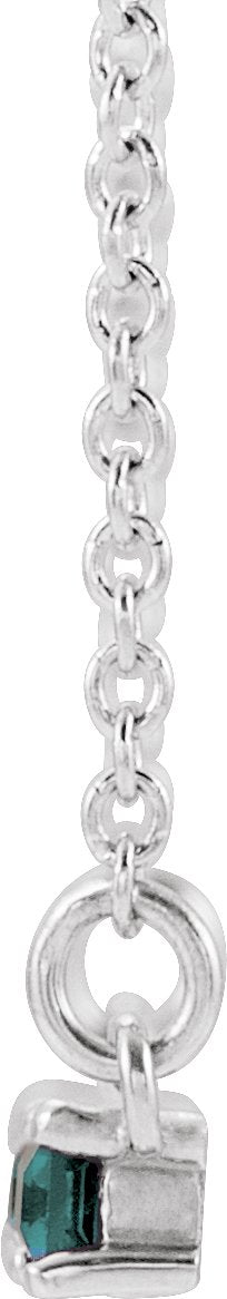 14K Gold Straight Baguette Lab-Grown Alexandrite Accented Bar Necklace - White Gold - view 4