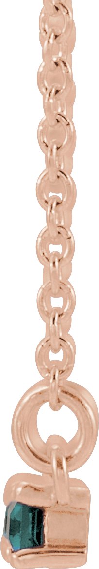 14K Gold Straight Baguette Lab-Grown Alexandrite Accented Bar Necklace - Rose Gold - view 4