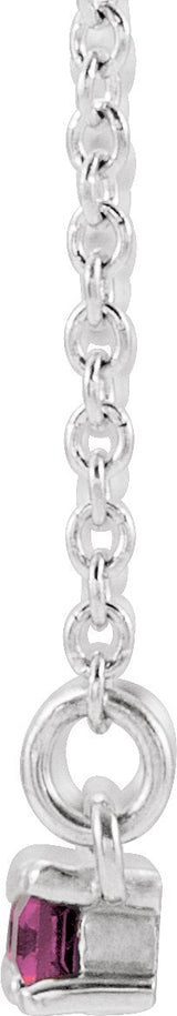 Platinum Straight Baguette Natural Pink Tourmaline Accented Bar Necklace - view 4