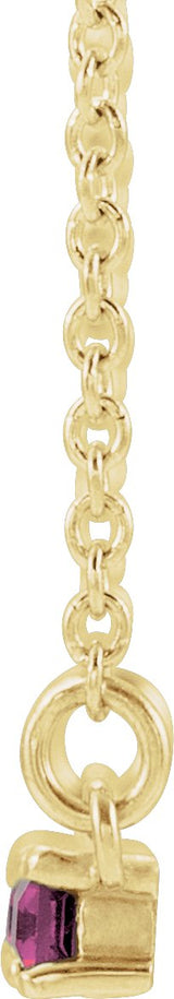 14K Gold Straight Baguette Natural Pink Tourmaline Accented Bar Necklace - Yellow Gold - view 4