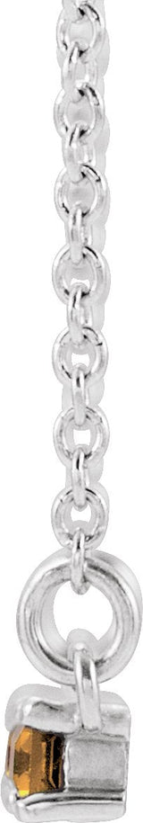 Platinum Straight Baguette Natural Citrine Accented Bar Necklace - view 4