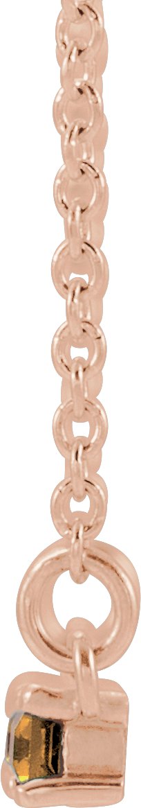 14K Gold Straight Baguette Natural Citrine Accented Bar Necklace - Rose Gold - view 4