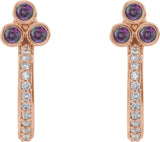14K Gold Round Natural Alexandrite Accented Bezel-Set J-Hoop Earrings - Rose Gold - view 5