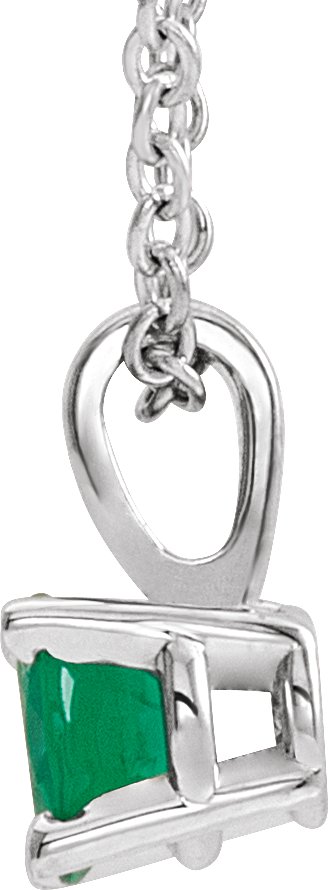 Platinum Round Natural Emerald Birthstone Necklace or Pendant - view 4