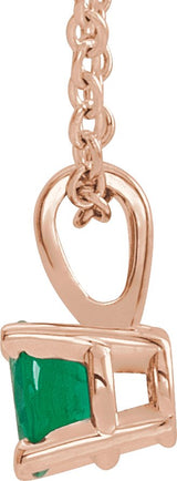 14K Gold Round Lab-Grown Emerald Birthstone Necklace or Pendant - Rose Gold - view 4