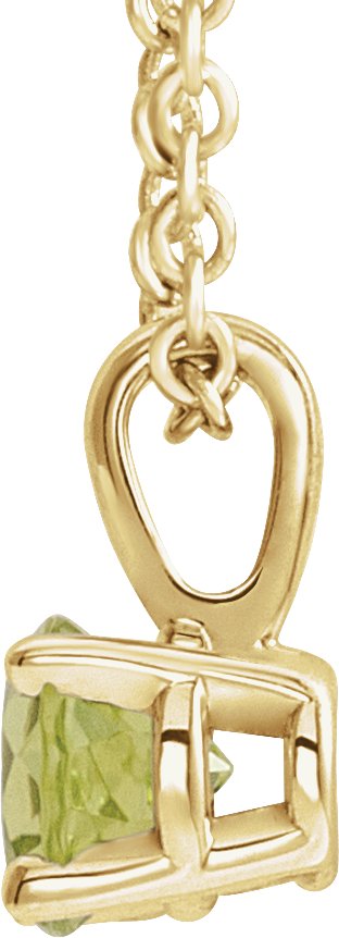 14K Gold Round Natural Peridot Birthstone Necklace or Pendant - Yellow Gold - view 4