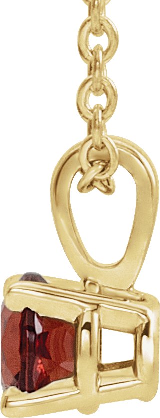 14K Gold Round Natural Mozambique Garnet Birthstone Necklace or Pendant - Yellow Gold - view 4