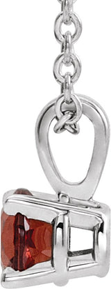 14K Gold Round Natural Mozambique Garnet Birthstone Necklace or Pendant - White Gold - view 4