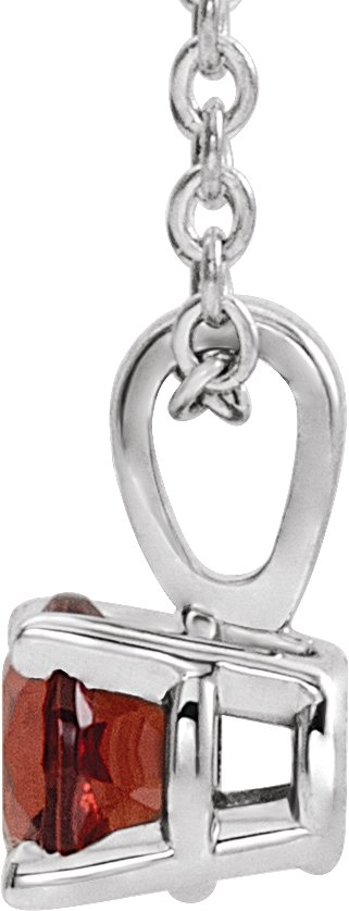 14K Gold Round Natural Mozambique Garnet Birthstone Necklace or Pendant - White Gold - view 4