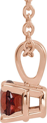 14K Gold Round Natural Mozambique Garnet Birthstone Necklace or Pendant - Rose Gold - view 4