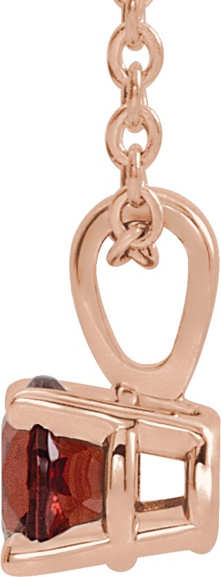 14K Gold Round Natural Mozambique Garnet Birthstone Necklace or Pendant - Rose Gold - view 4