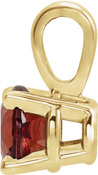 14K Gold Round Natural Mozambique Garnet Birthstone Necklace or Pendant - Yellow Gold - view 4