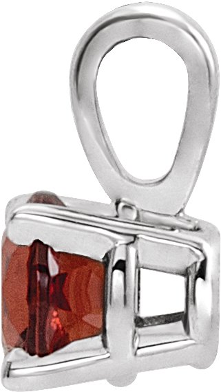 14K Gold Round Natural Mozambique Garnet Birthstone Necklace or Pendant - White Gold - view 4