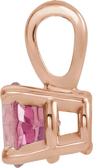 14K Gold Round Natural Pink Tourmaline Birthstone Necklace or Pendant - Rose Gold - view 4