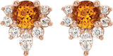 14K Gold Round Natural Citrine Accented Earrings - Rose Gold - view 5