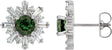 Platinum Round Natural Green Tourmaline & Natural Diamond Halo-Style Star Earrings – 5mm Stones