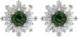 Platinum Round Natural Green Tourmaline & Natural Diamond Halo-Style Star Earrings – 5mm Stones - view 2